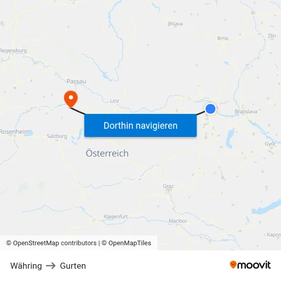 Währing to Gurten map