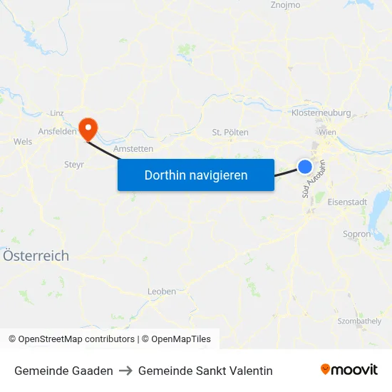 Gemeinde Gaaden to Gemeinde Sankt Valentin map