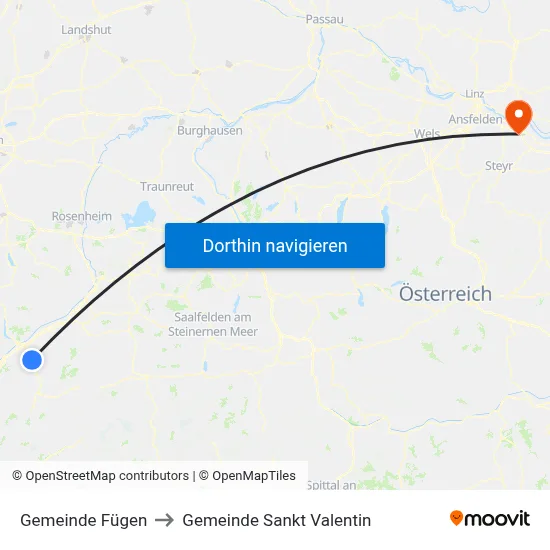 Gemeinde Fügen to Gemeinde Sankt Valentin map