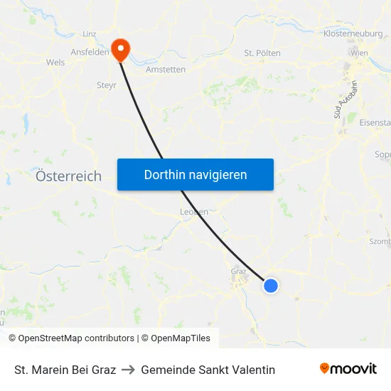 St. Marein Bei Graz to Gemeinde Sankt Valentin map
