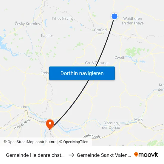Gemeinde Heidenreichstein to Gemeinde Sankt Valentin map