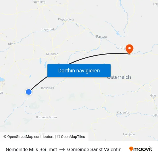 Gemeinde Mils Bei Imst to Gemeinde Sankt Valentin map