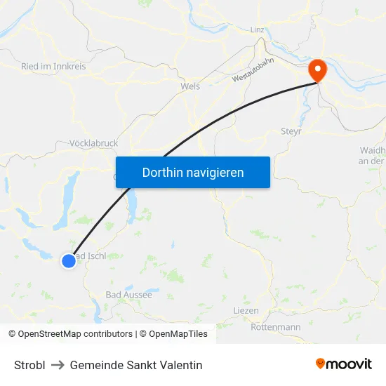 Strobl to Gemeinde Sankt Valentin map