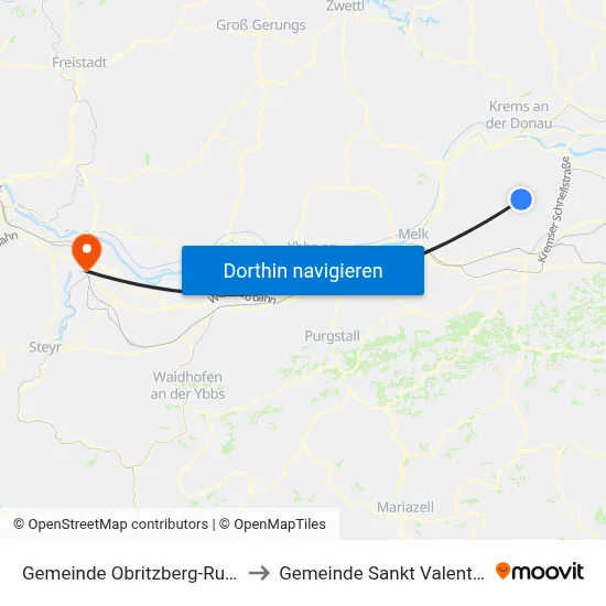 Gemeinde Obritzberg-Rust to Gemeinde Sankt Valentin map