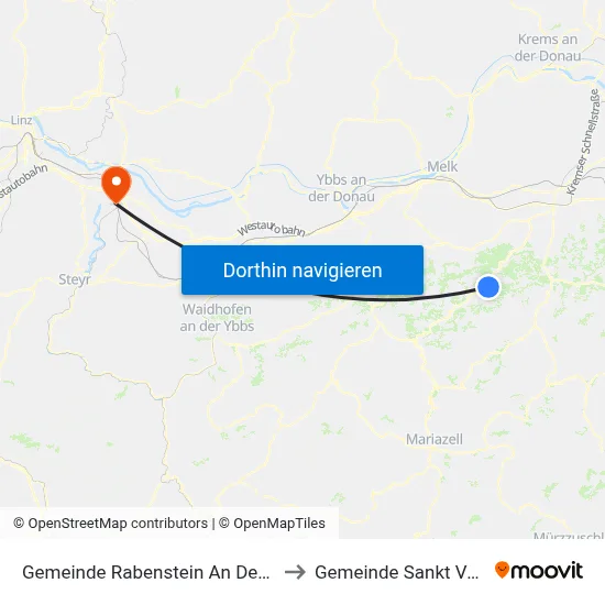 Gemeinde Rabenstein An Der Pielach to Gemeinde Sankt Valentin map