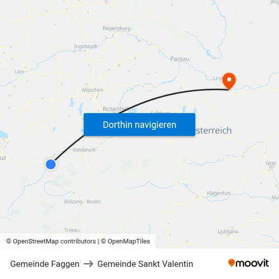 Gemeinde Faggen to Gemeinde Sankt Valentin map