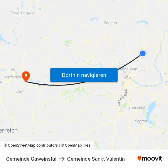 Gemeinde Gaweinstal to Gemeinde Sankt Valentin map
