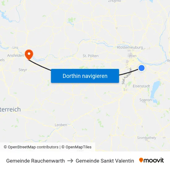 Gemeinde Rauchenwarth to Gemeinde Sankt Valentin map