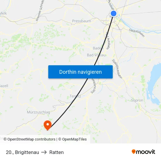 20., Brigittenau to Ratten map