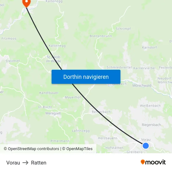 Vorau to Ratten map