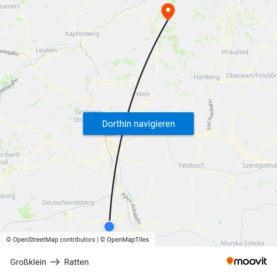 Großklein to Ratten map