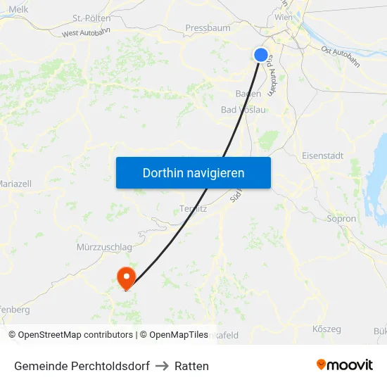 Gemeinde Perchtoldsdorf to Ratten map