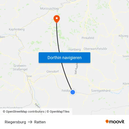 Riegersburg to Ratten map