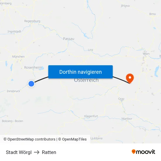 Stadt Wörgl to Ratten map