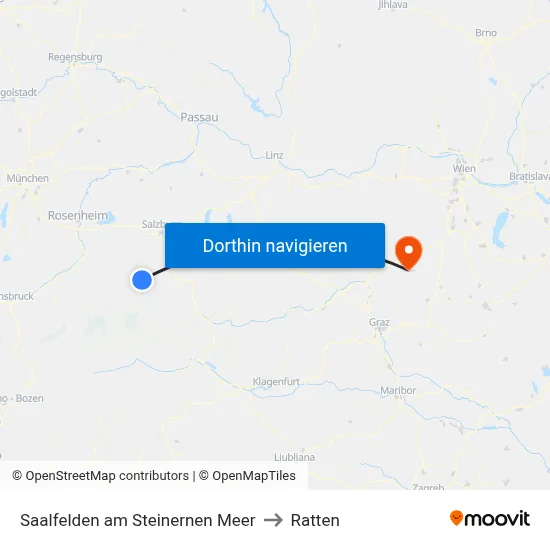 Saalfelden am Steinernen Meer to Ratten map