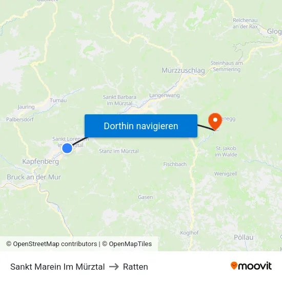 Sankt Marein Im Mürztal to Ratten map