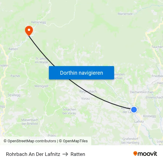 Rohrbach An Der Lafnitz to Ratten map