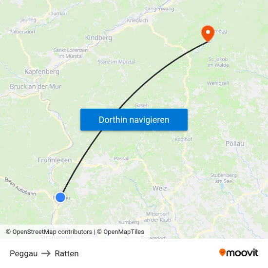 Peggau to Ratten map