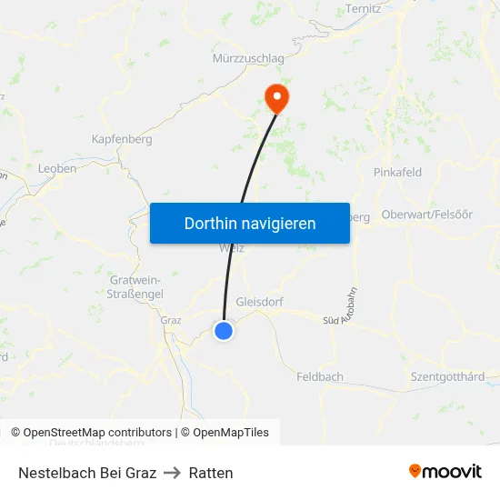 Nestelbach Bei Graz to Ratten map