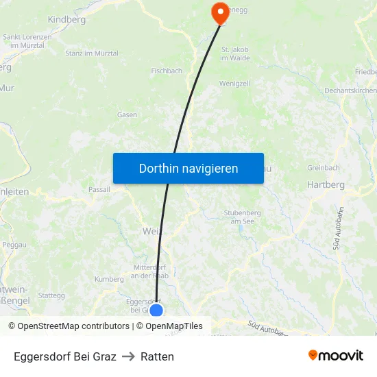 Eggersdorf Bei Graz to Ratten map
