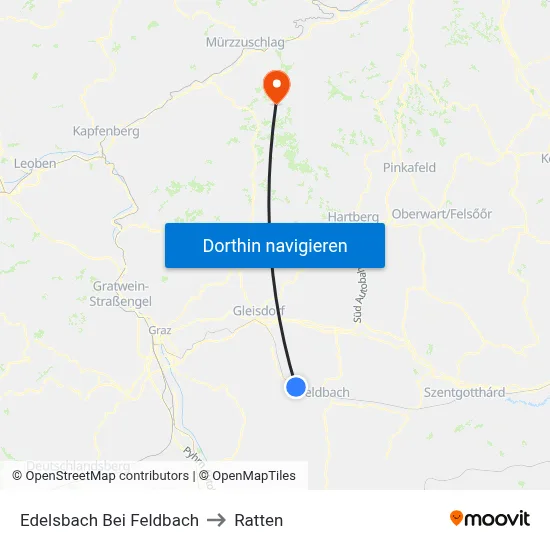 Edelsbach Bei Feldbach to Ratten map