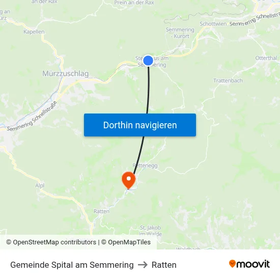 Gemeinde Spital am Semmering to Ratten map