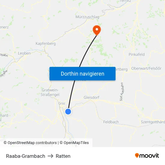 Raaba-Grambach to Ratten map