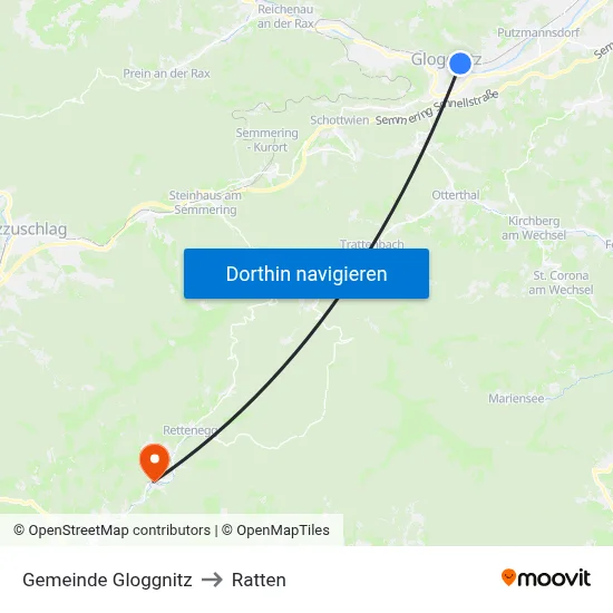 Gemeinde Gloggnitz to Ratten map