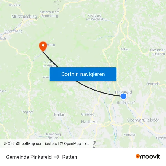 Gemeinde Pinkafeld to Ratten map