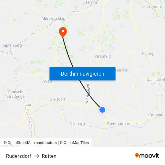 Rudersdorf to Ratten map