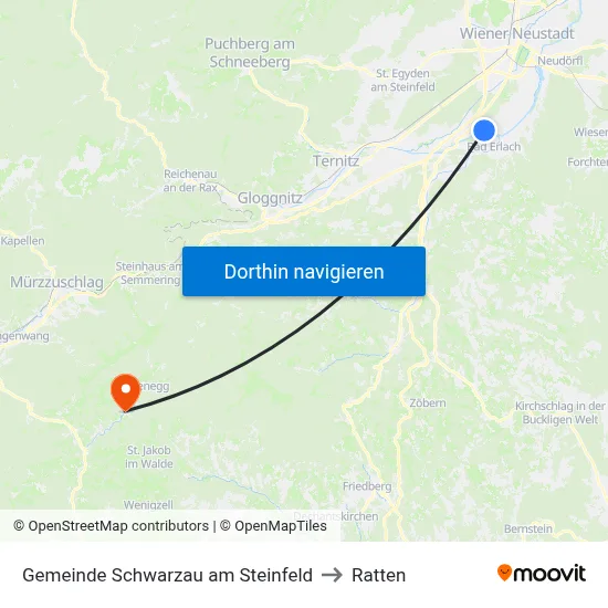 Gemeinde Schwarzau am Steinfeld to Ratten map