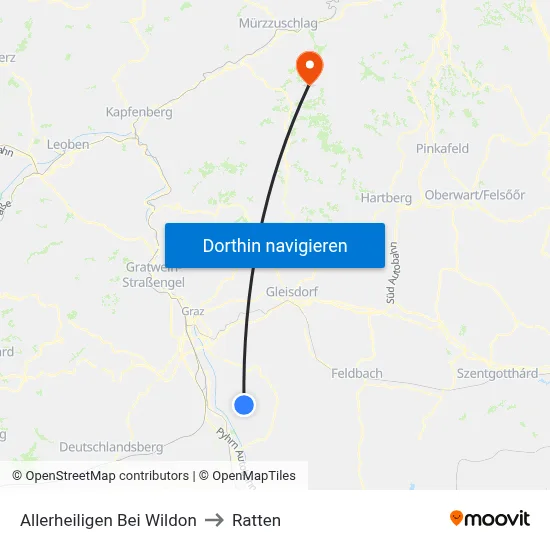 Allerheiligen Bei Wildon to Ratten map