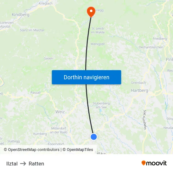 Ilztal to Ratten map
