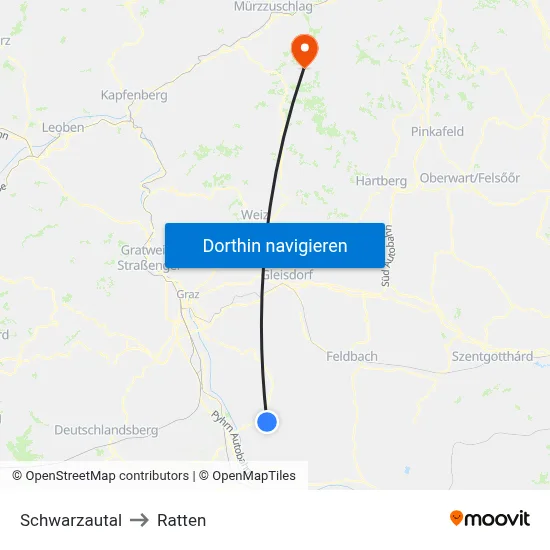 Schwarzautal to Ratten map