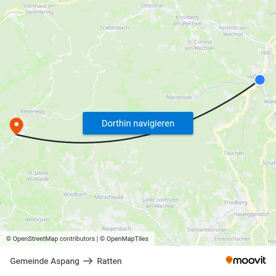 Gemeinde Aspang to Ratten map