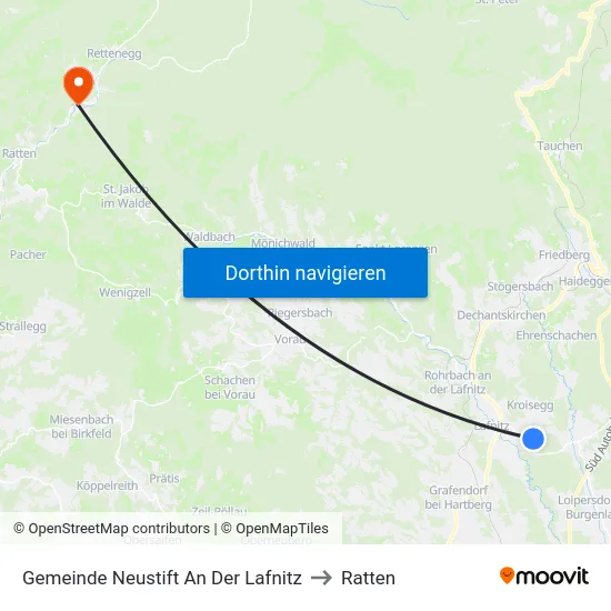 Gemeinde Neustift An Der Lafnitz to Ratten map