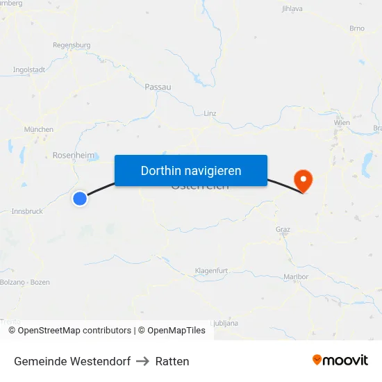 Gemeinde Westendorf to Ratten map