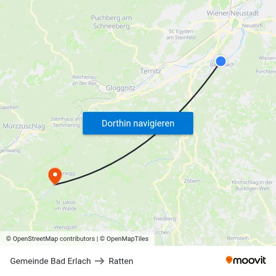 Gemeinde Bad Erlach to Ratten map