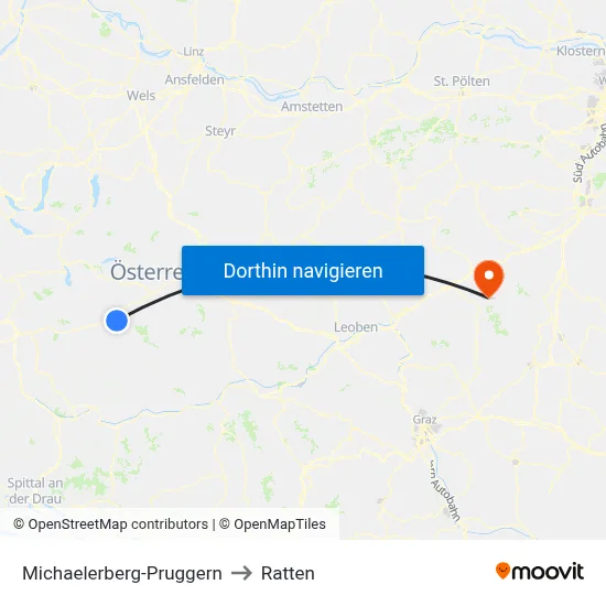 Michaelerberg-Pruggern to Ratten map