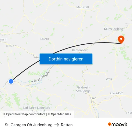 St. Georgen Ob Judenburg to Ratten map