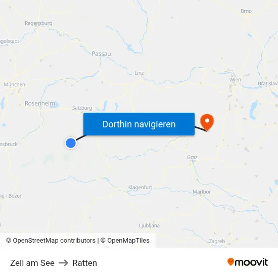 Zell am See to Ratten map
