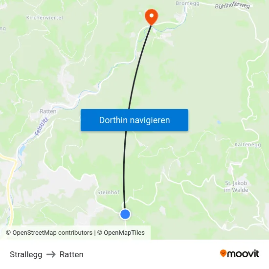 Strallegg to Ratten map