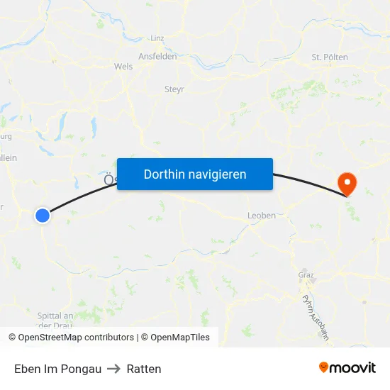 Eben Im Pongau to Ratten map
