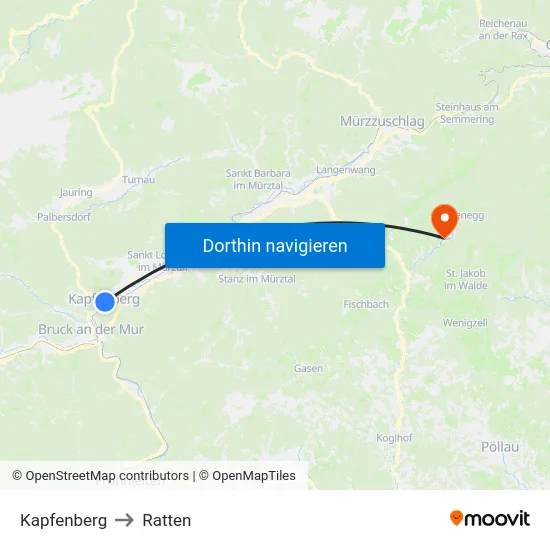 Kapfenberg to Ratten map