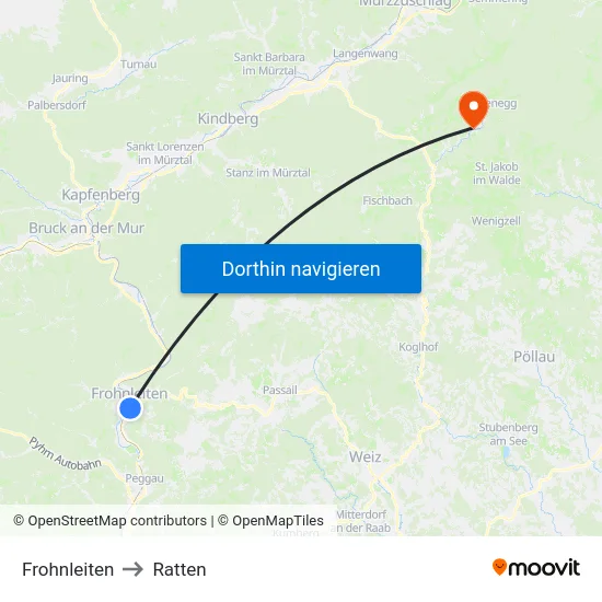 Frohnleiten to Ratten map