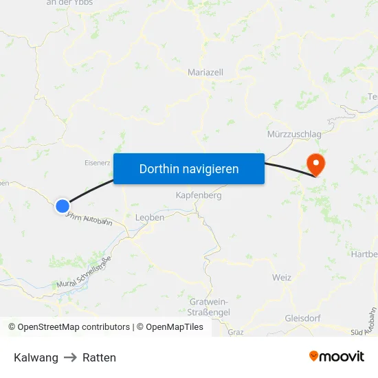 Kalwang to Ratten map