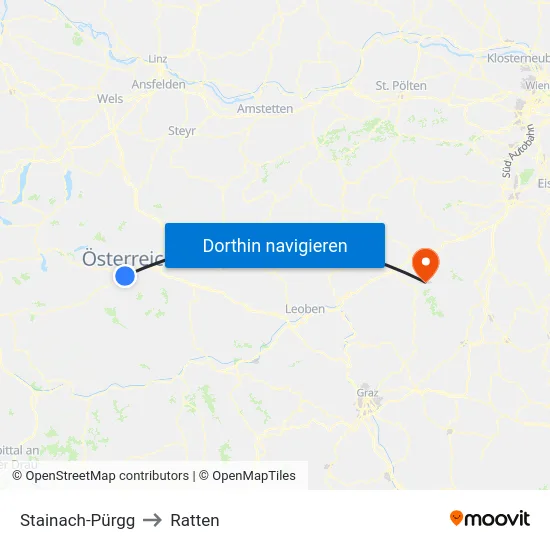 Stainach-Pürgg to Ratten map