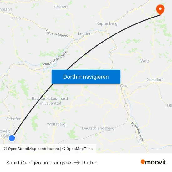 Sankt Georgen am Längsee to Ratten map