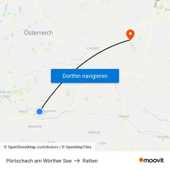 Pörtschach am Wörther See to Ratten map