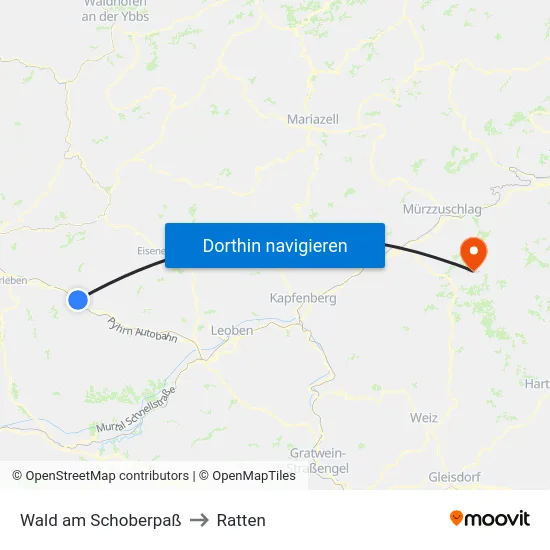 Wald am Schoberpaß to Ratten map